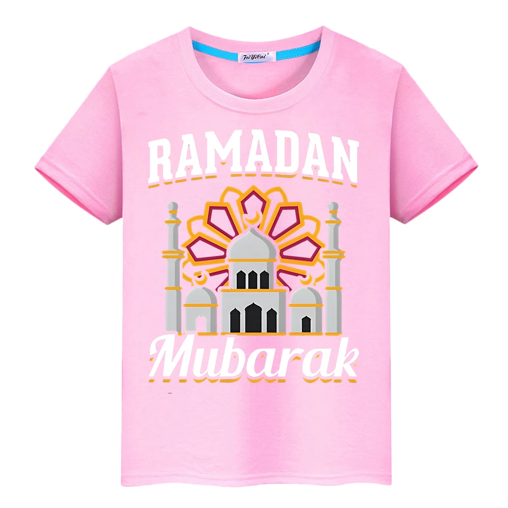 

Kids With Moon Clothe Eid Happy Ramadan Muslim Print 100%Cotton T-Shirt Anime Tees Boys Tops Ramadan Mubarak Festive Outfit y2k