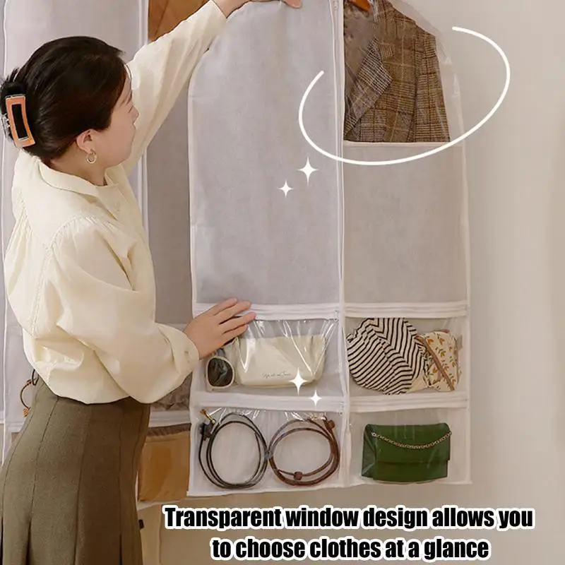Suit Cover Bags Large Capacity Suit Bag With Clear Window Reusable Household Organizing Supplies Wardrobe Organizer For Jackets 4