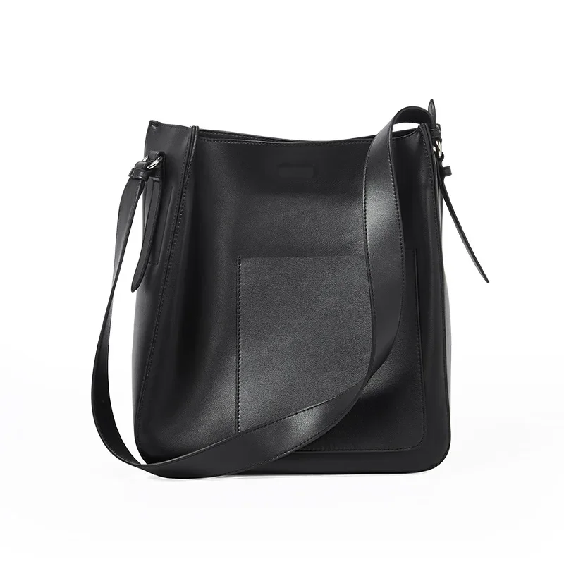 

Women New Fashion Large Capacity Bucket Bag Wide Shoulder Straps Retro Concise elegant ShoulderBag CrossbodyBag Office Daily