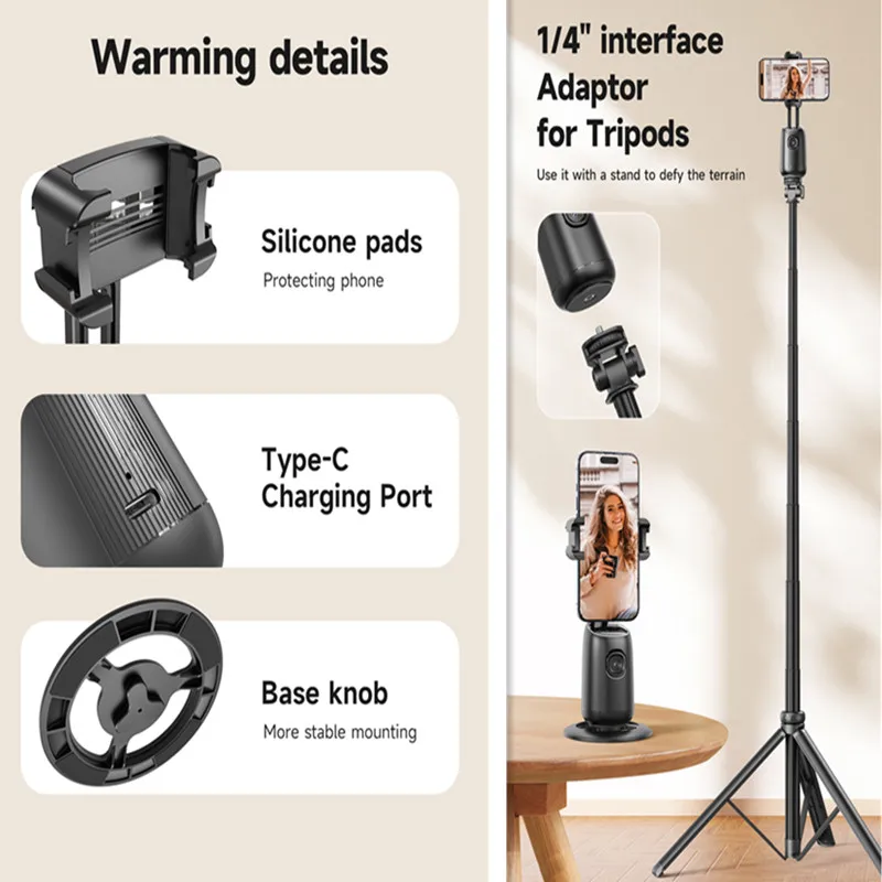 COOL DIER Gimbal Stabilizer for Mobile Phone AI 360 Follow Selfie Stand lights Face Tracking Desktop Gimbal for Cellphone