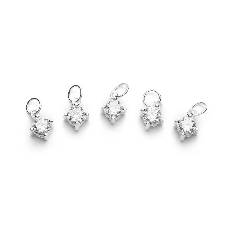 925 Sterling Silver CZ Charm Pendant DIY Jewelry