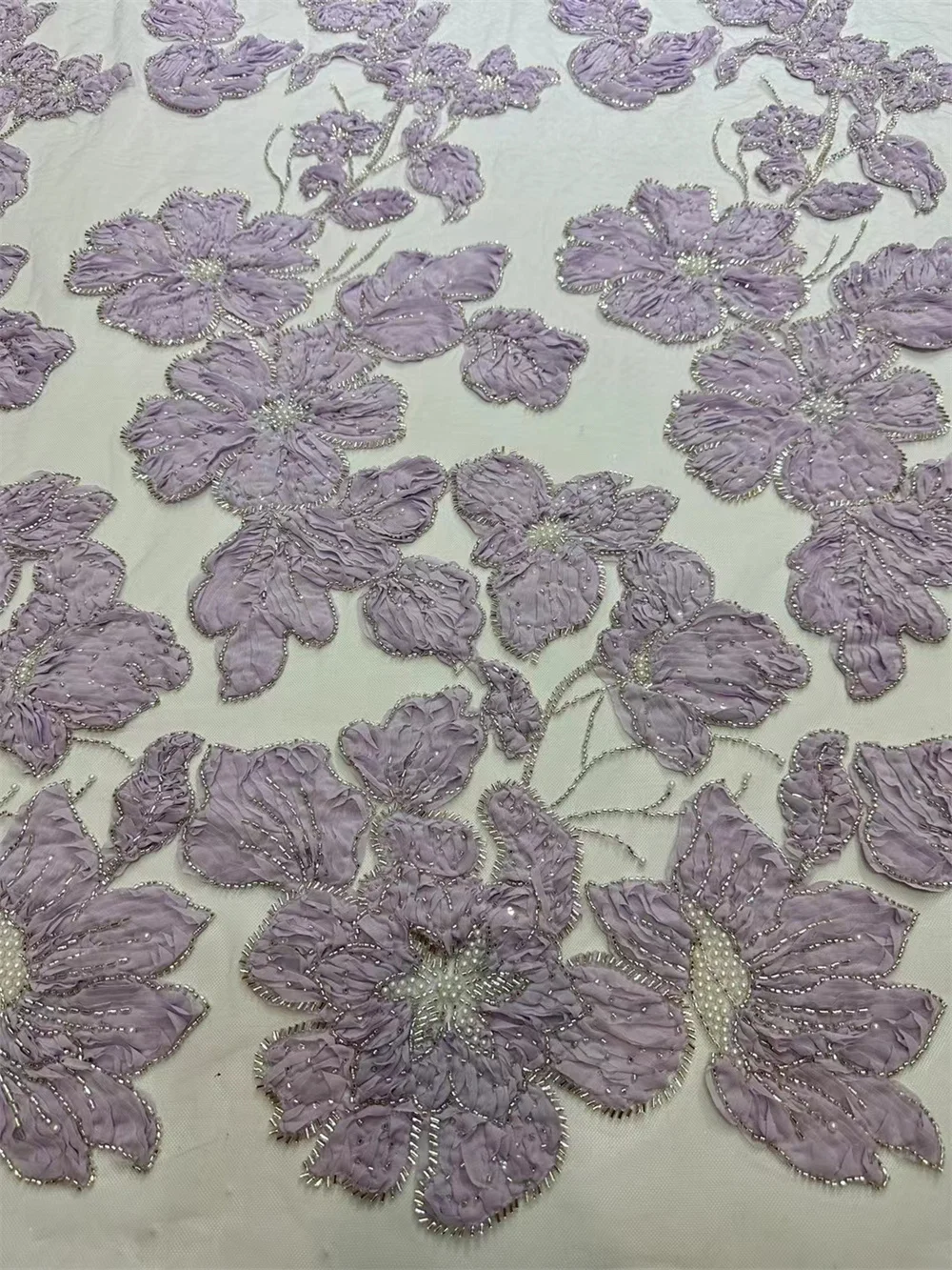 Description Picture 4 of itemHot Sale Unique Design Africa High Quality Handmade Beautiful 3D Embroidery Beads With Sequins For Wedding or Party Dress