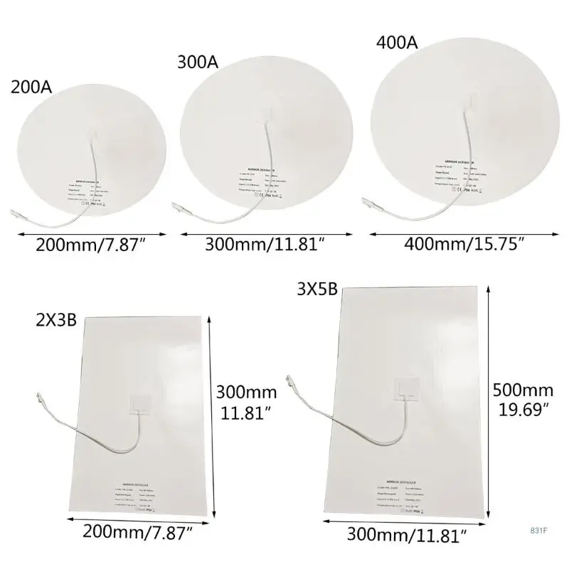 Bathroom Shower Mirror Protective Film Anti Fog Window Electronic Heating Film 110V Round Square Anti-fog Film for Home