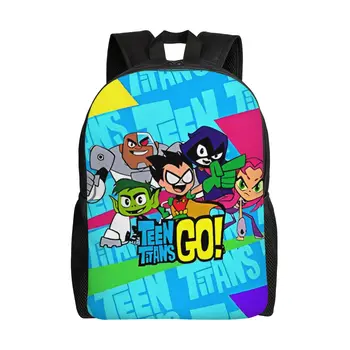 Teen Titans Go Team Fashion Backpack Sports Student Work Daypack for Men Women Laptop Computer Canvas Bags 1