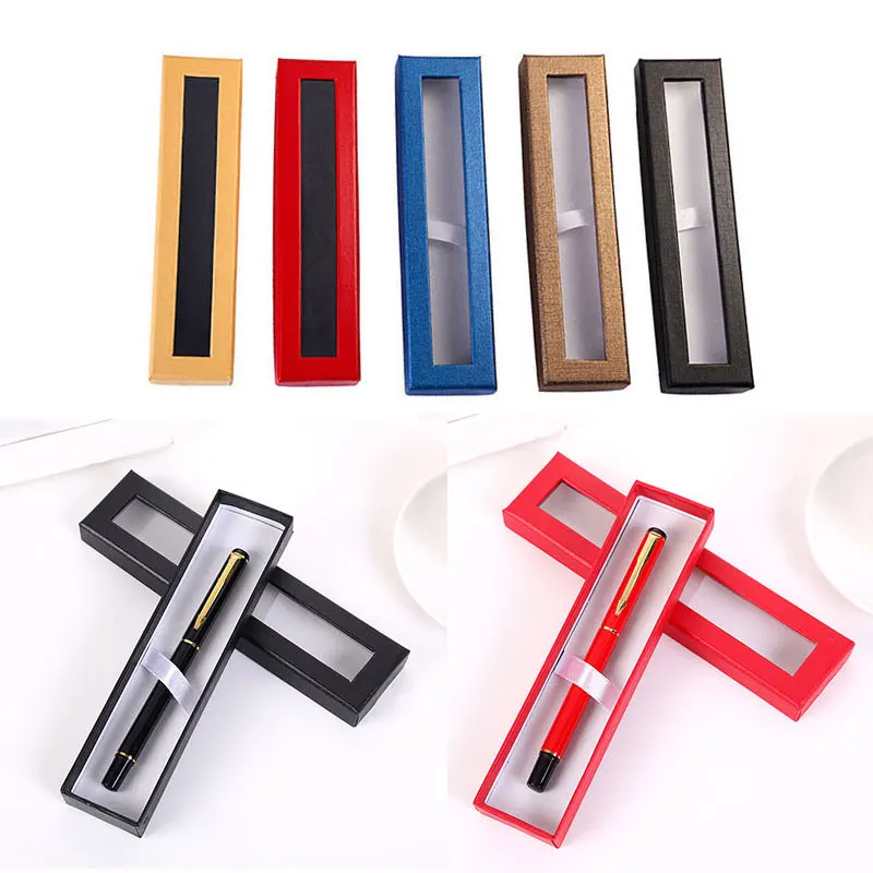 10pcs Pen Box Transparent Window Paper Packaging Gift Gel Pen Box Pencil Cases Boxes Packaging Jewelry Gift Pencil pencil cases stationery box