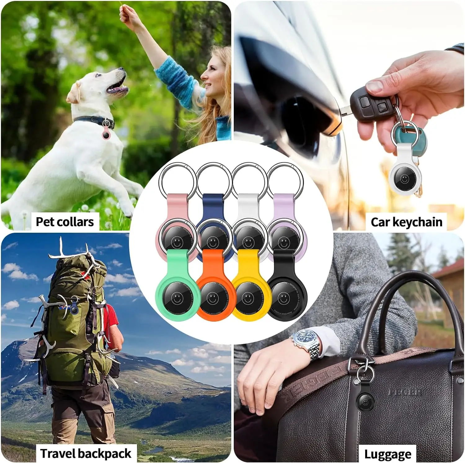 Silicone Protective Keychain Cover for Airtags - Pet Collar and Accessory Holder