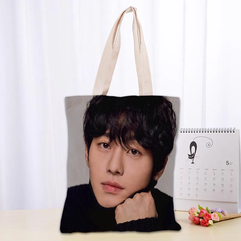 

Custom Ahn Hyo Seop KPOP Tote Shopping Bags 30x35cm Tote Bag Reusable Handbag Women Shoulder Cloth Pouch Foldable 0209