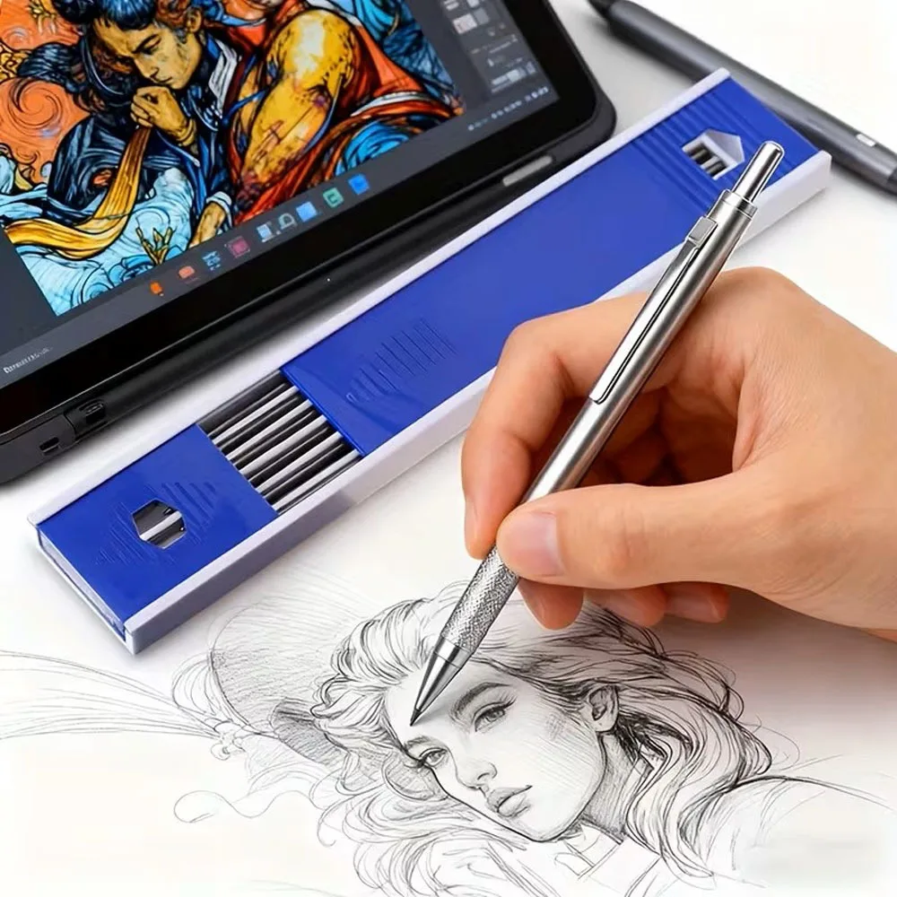 Heavy-Duty Mechanical Pencil with Ergonomic Grip and Buckle Clip, 2.0mm Lead