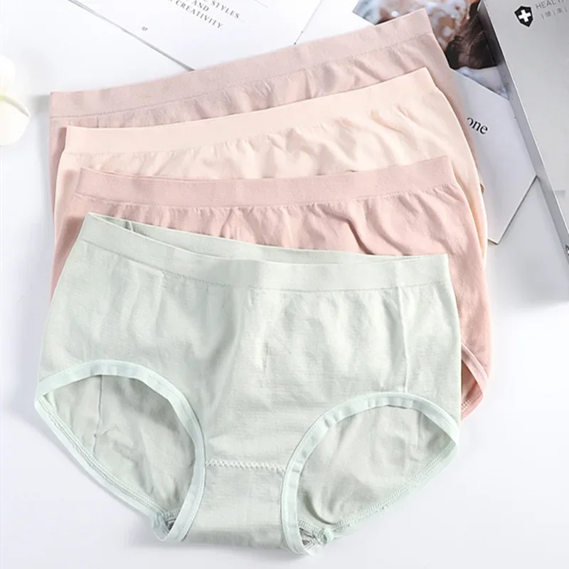 

New Sexy Underwear Women's High Elastic Seamless Breathable Solid Color Antibacterial Cotton File Girl Mid-waist Briefs