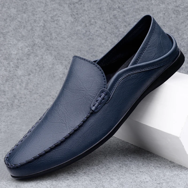 Leder Freizeit schuhe Männer Slipper Mocasines Hombre Mocassin Homme Flats männliche Fahr schuhe weiche bequeme Luxusmarke Designer