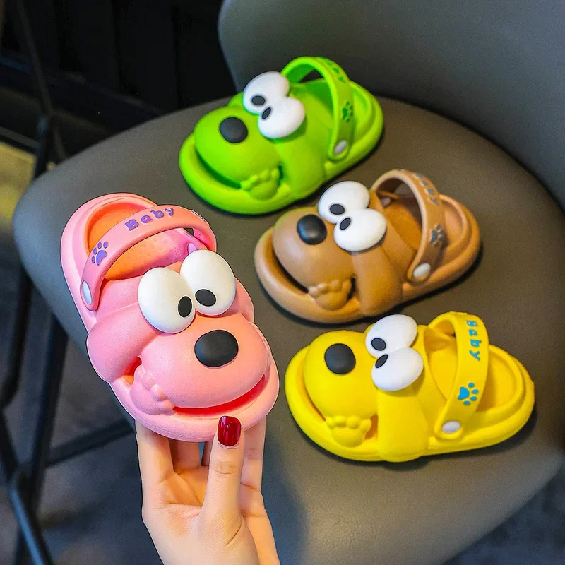 2025 Boys Girls Yellow Dog EVA Clog Shoes Soft Bottom Indoor Outdoor Anti-Slip Two-Way Wear Cute Sandals Adorable