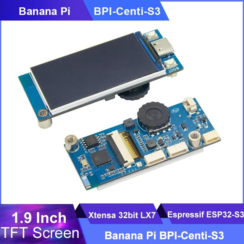 

Banana Pi BPI-Centi-S3 Xtensa 2M PSRAM 8M FLASH 2.4G WIFI BT Bluetooth Mesh Onboard 1.9-inch Color Screen Development Board