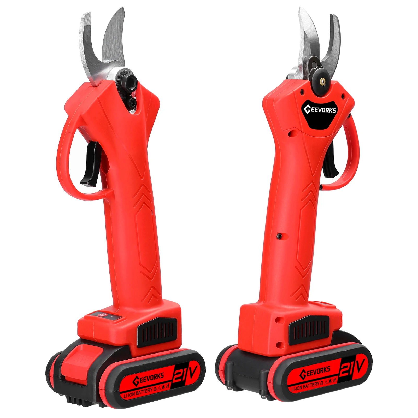 21V 6inch Portable Electric Chainsaw and 25mm Cordless Pruning Shear Set Wood Splitting Cutting Machine Kit Handheld Woodworking