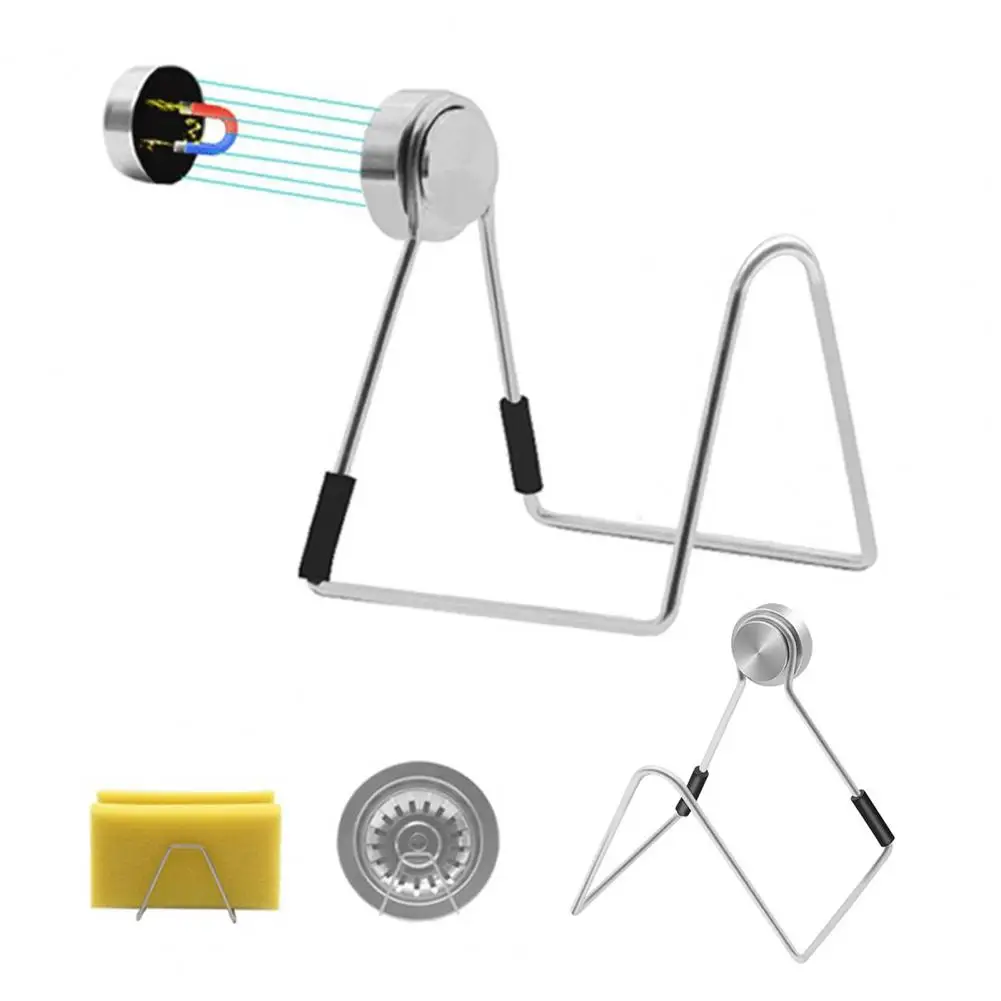 Adhesive Sponge Holder Magnetic Sponge Holder Easy Install Kitchen Sink Organizer Bracket for Hanging Sponges for Hanging