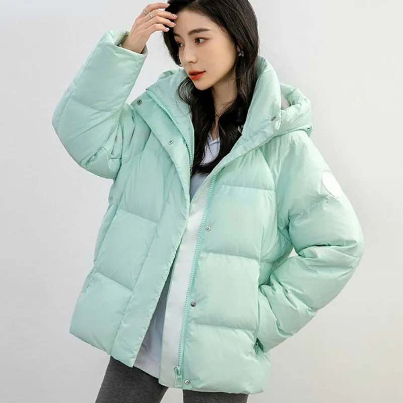 2023 New Women Down Jacket Winter Coat Female Loose Large Size Parkas Fashion Hooded Outwear Short  Keep Warn Thick Overcoat