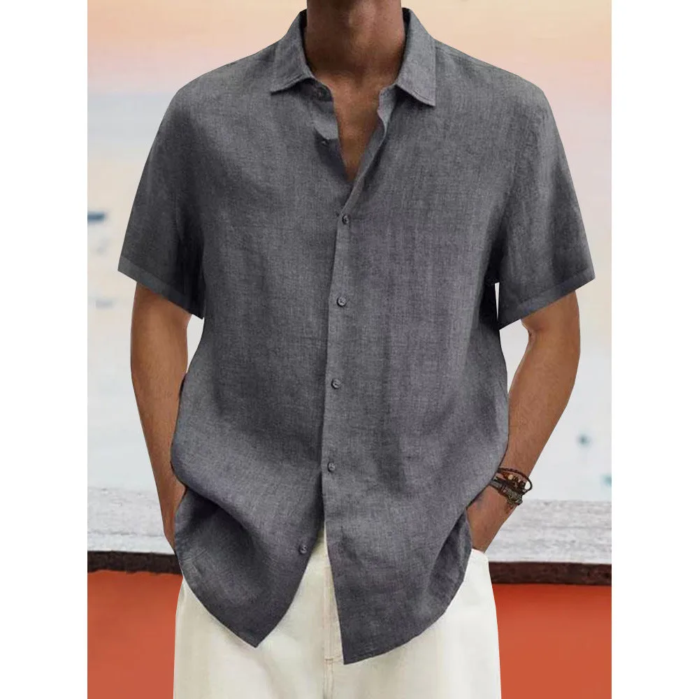 

Men's Simple Solid Color Casual Short Sleeve Shirt shirt Gray