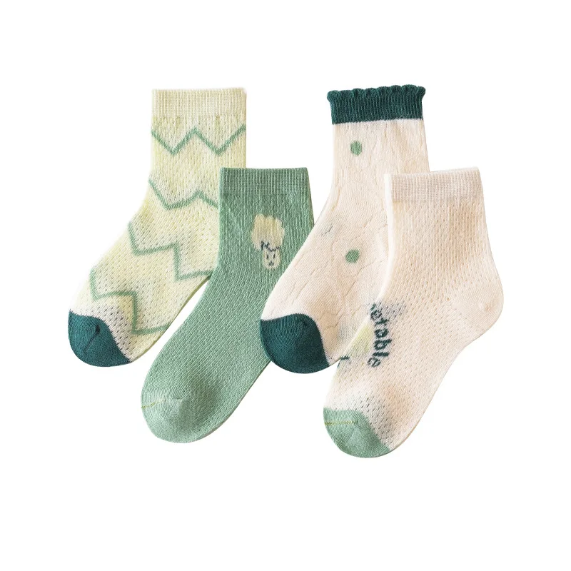 

Summer New Ultrathin Mesh Newborn Cotton Socks Cartoon Girls' Mid Tube Socks Cute Green Series Baby Socks Newborn Accessories
