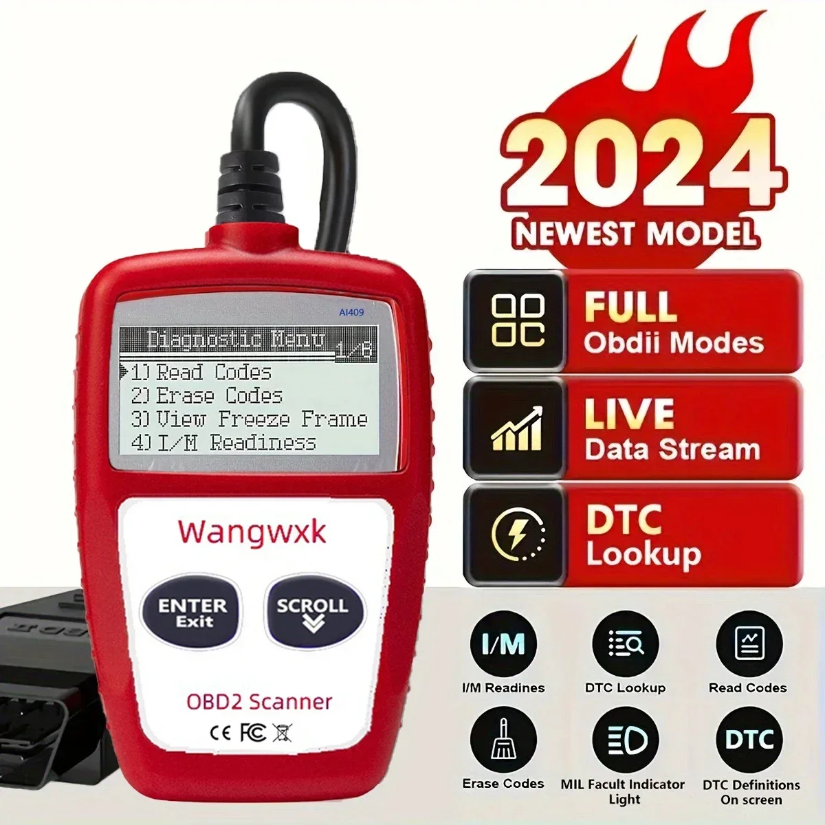 Automotive OBD2 Scanner Diagnostic Tool Digital Display Multifunctional Fault Code Clearing 16 pin Universal