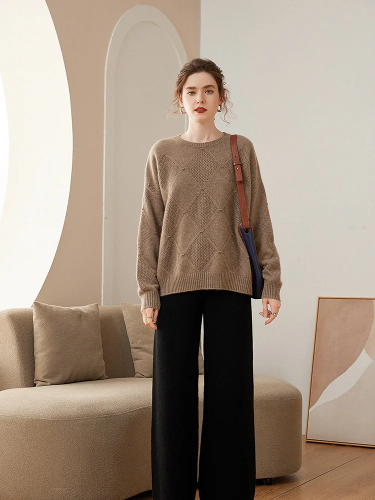 

New Women Cashmere Sweater Winter Casual Loose O-neck Pullover 100% Cashmere Knitwear High Quality Soft Warm Thick Clothing