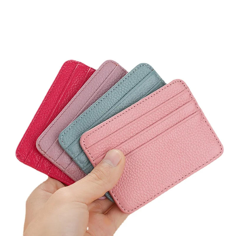 

New Simple Multi-card Slot Genuine Leather Card Holder for Men Women Portable Mini Ultra-thin Coin Purse Driver License ID Bag