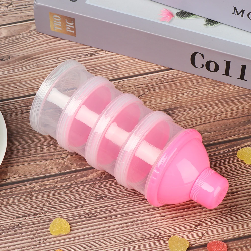 4 Grid Portable Container Storage Cereal Boxes Toddle Baby Snacks Food Storage Box Formula Dispenser Milk Powder Bottles