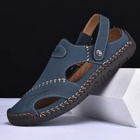 Nouvelles sandales d'été faites à la main hommes chaussures en cuir respirant homme en plein air hommes sandales antidérapant plage sandales chaussures creuses mode 1