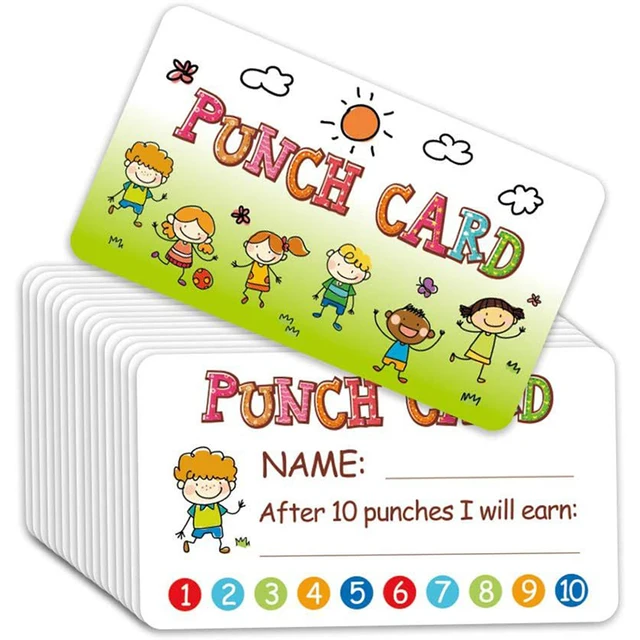 50Pcs Reward Punch Cards Motivational Innovative Design Supportive  Multi-purpose Fun Behavior Incentive Gift Cute Cartoo