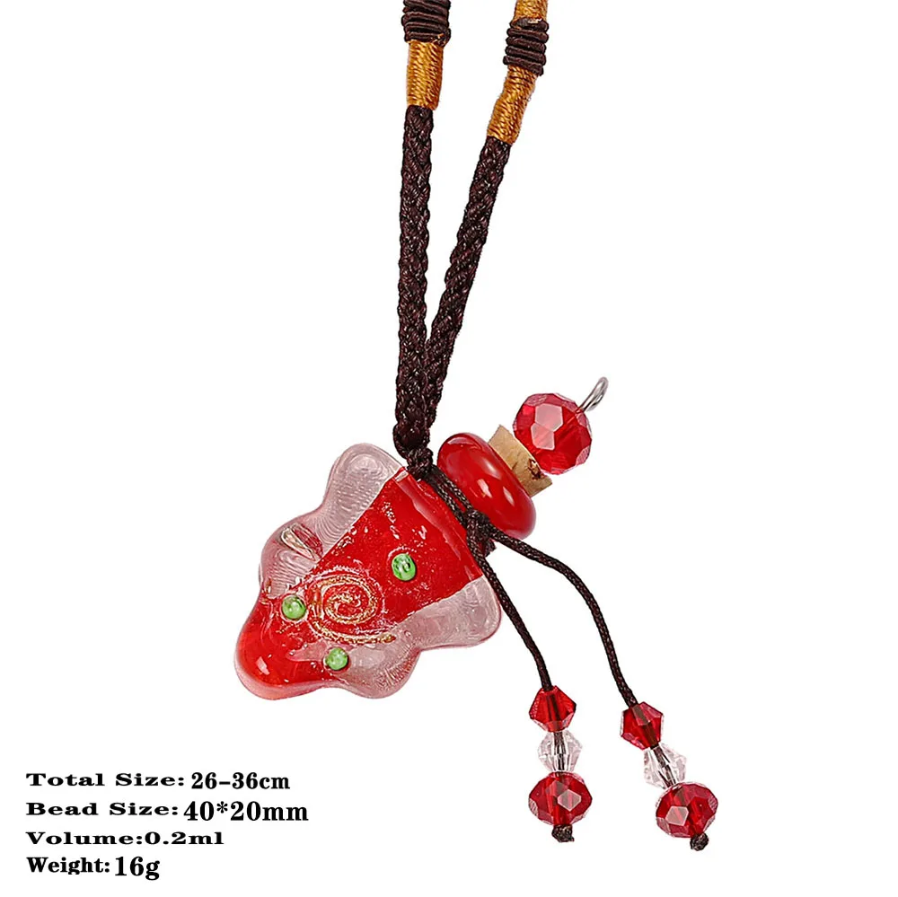 Qianbei Auto Blume Herz Handgemachte Murano Lampe Wok Glas Aqua Kristall Strass Parfüm Flasche Anhänger Frauen Seile Halsketten – Detail 7