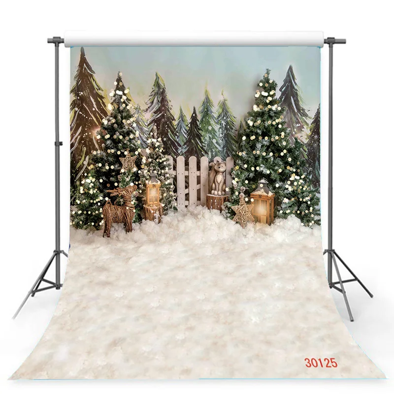 

SHUOZHIKE Christmas Tree Photography Backdrop Snow Gift Party Decor Kids Banner Background Holiday Photo Studio Prop DN-02