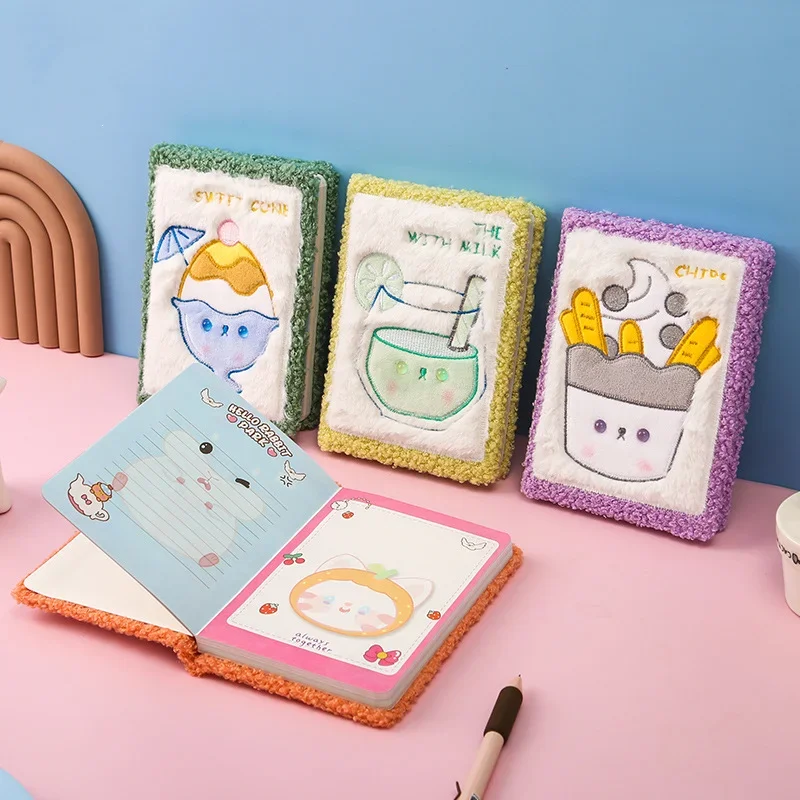 

Kawaii B6 Ice Cream Plush Notebook Cute Exercise Book Gift Notepad Dessert Ledger Notebook Student Stationery Supplies Gift