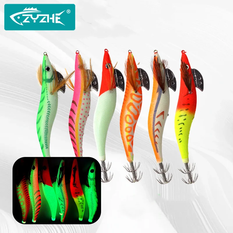 ZYZHE Tintenfisch-Köder 2.5 # 3.0 # 3.5 # 4.0 # Leuchtender Oktopus-Haken, künstliche Garnelenköder, Simulations-Meeresfischköder, Jigs, Angelausrüstung
