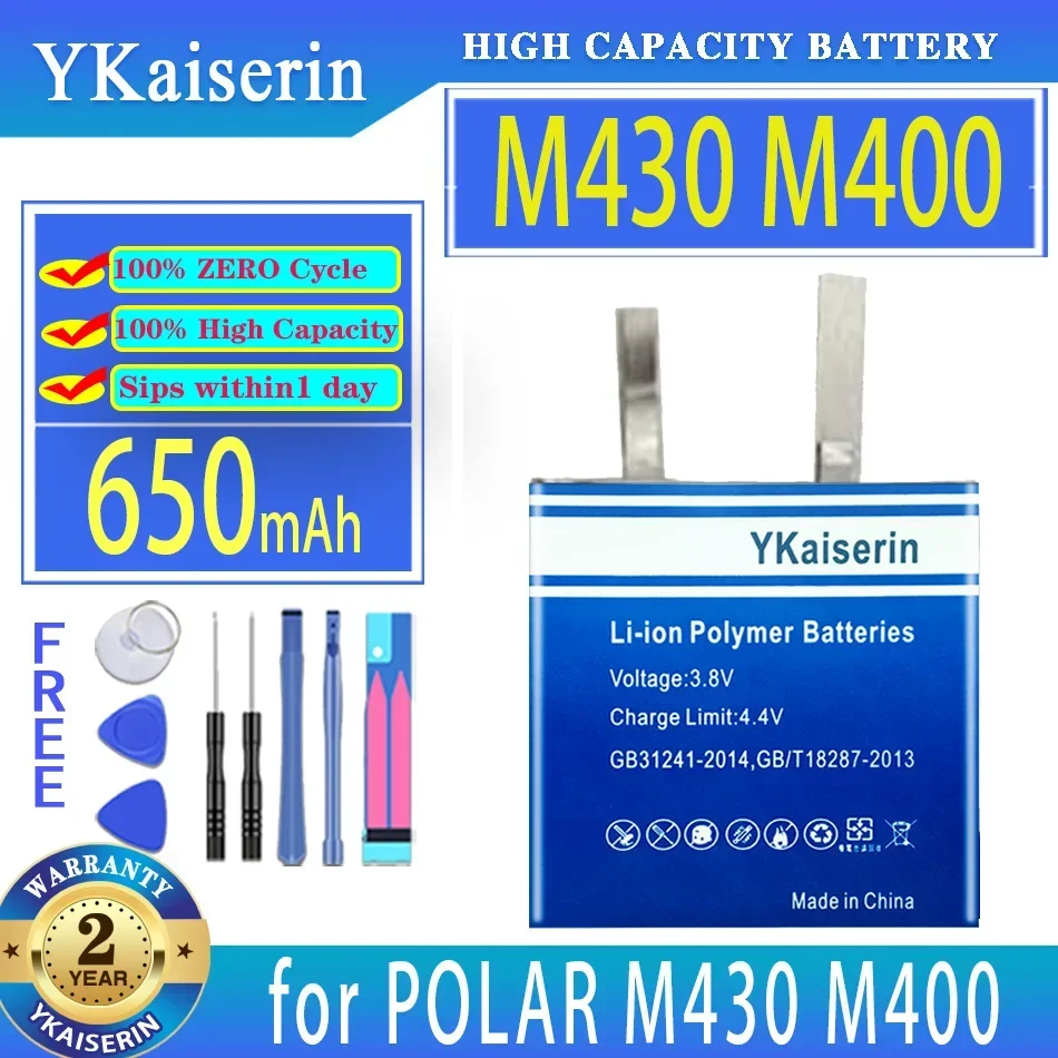 Ykaiserin 650Mah Batteria Di Ricambio M400 (322826) Per Batterie Digitali Per Orologi Sportivi Polar M430 M400 Gps