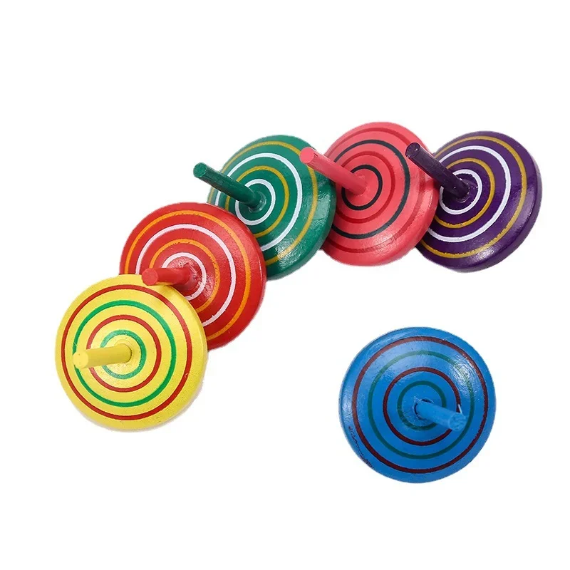 Wooden Rainbow Spinning Top Tabletop Decompression Toys High Quality Kids Birthday Party Favors Boys and Girls Fun Classic Gifts