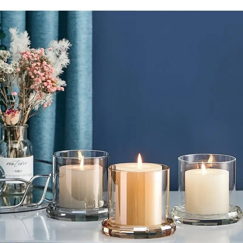 ModernGlassCandleHolderStorageOrnamentsCandelabraLivingRoom