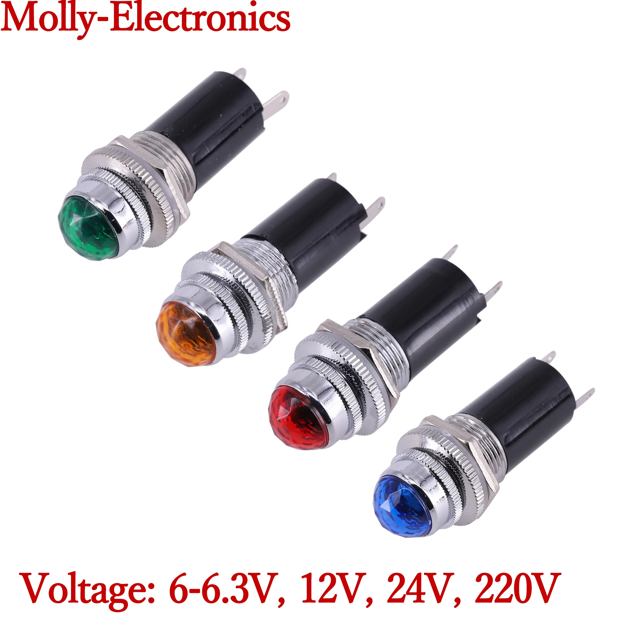 1PC Power Signal lamp Indicator Lights 6.3V 12V 24V 220V Diamond Head Lamp Comprises A Bulb Amplifier Parts DIY Audio HIFI