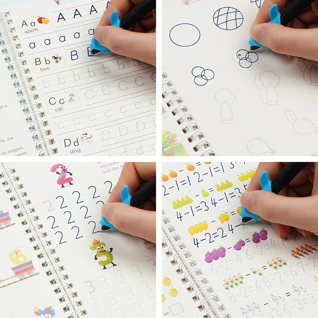 Libro mágico en 3D para Aprendizaje de caligrafía para niños, cuaderno con  letras y números, para dibujo de matemáticas, ejercicio de escritura, 8  unidades - AliExpress