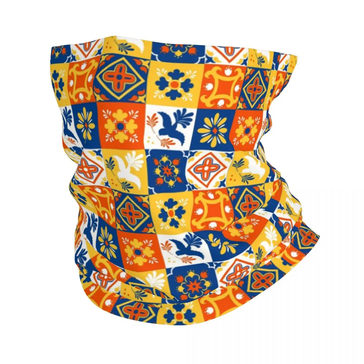 

Мексиканский цветочный шейный Гетр для женщин и мужчин Защита от УФ-лучей зимняя Талавера керамическая плитка бандана шарф для пеших прогулок