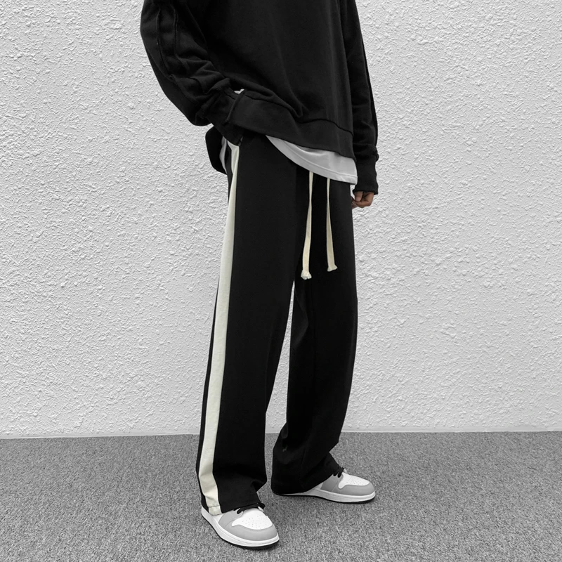 Pants Men Joggers Side Striped Autumn Trendy High Street Loose All-match Ins Leisure Trousers Clothing Gothic Retro Korean Style