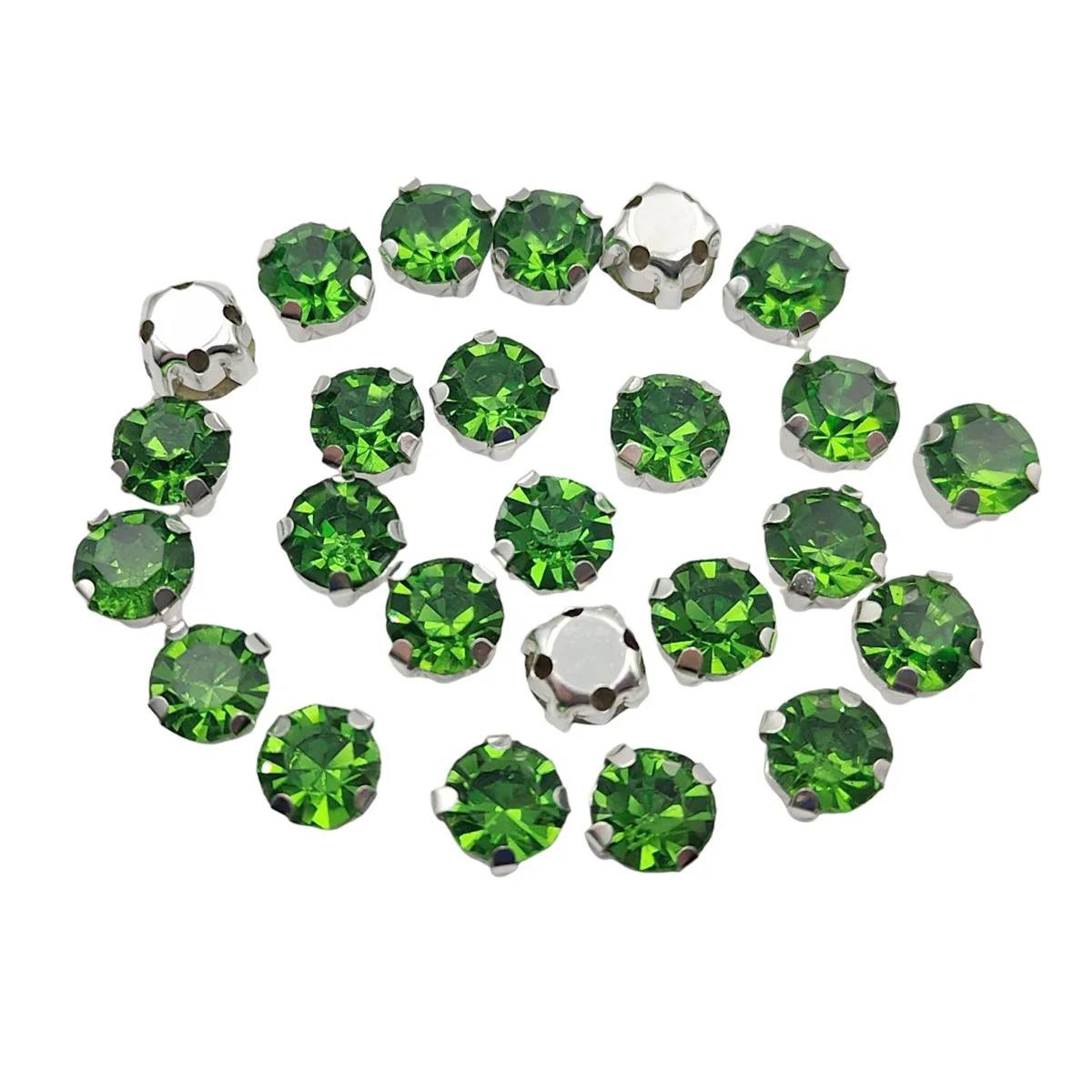 Round Glass Rhinestones with Claw Setting - Crystal Stones with Silver Metal Base