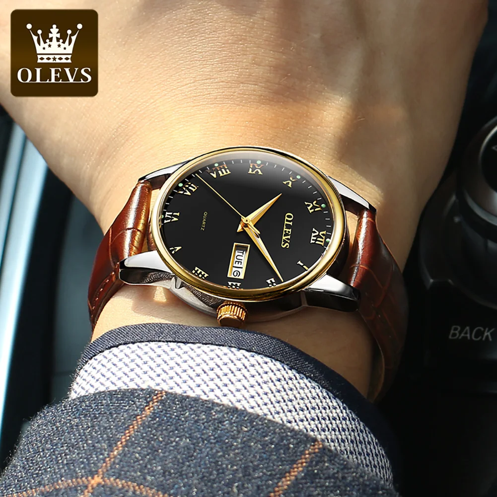 OLEVS Luxury Quartz Business Watch with Steel Strap & Luminous Design