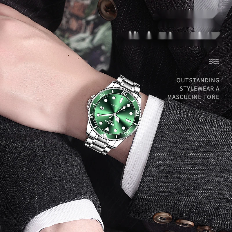 Quartz Men's Watch Green Dial Automatic Style Water Resistant_voghion.com