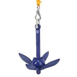 Foldable Blue Aluminium Marine Anchor with Yellow Rope (Blue)