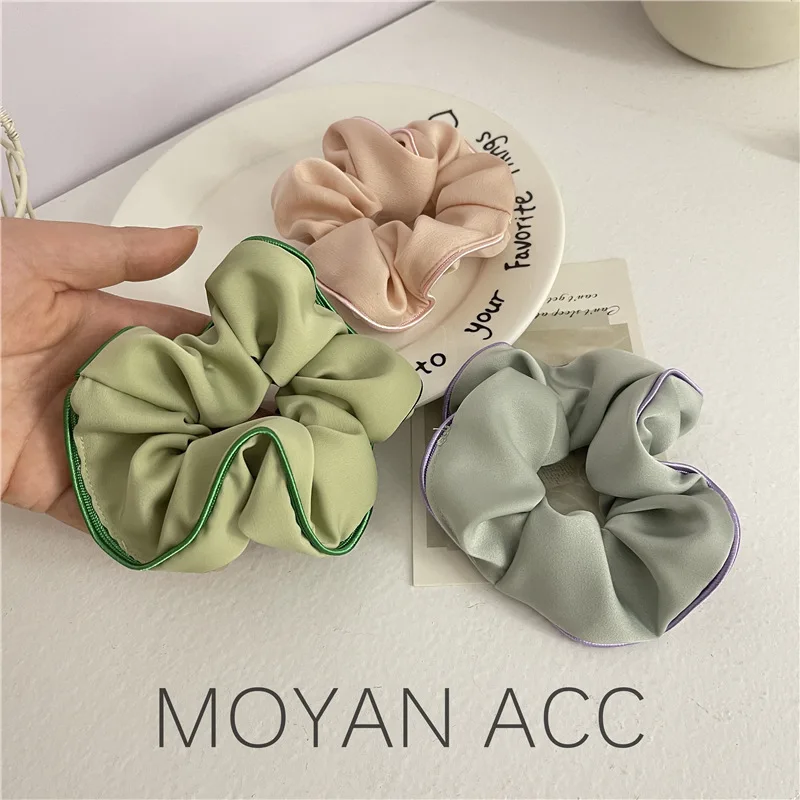 French Style Temperament Silk Large Intestine Hair Band Korean Advanced Solid Color Simple Fashion Headband Texture Satin All-Ma