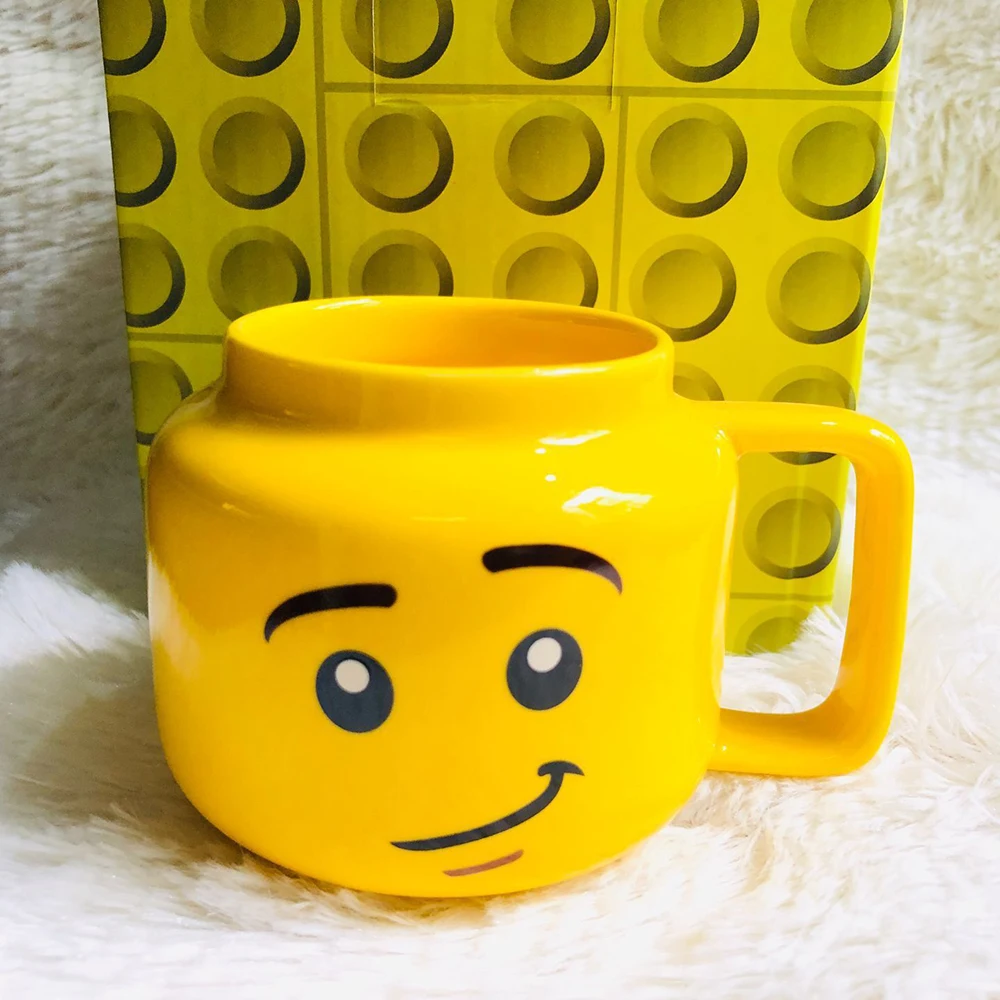 

250ml Yellow Smiley Ceramic Mug Men With Smiley Expression Coffee Milk Tea Cup Cartoon Children Christmas Gift Cup