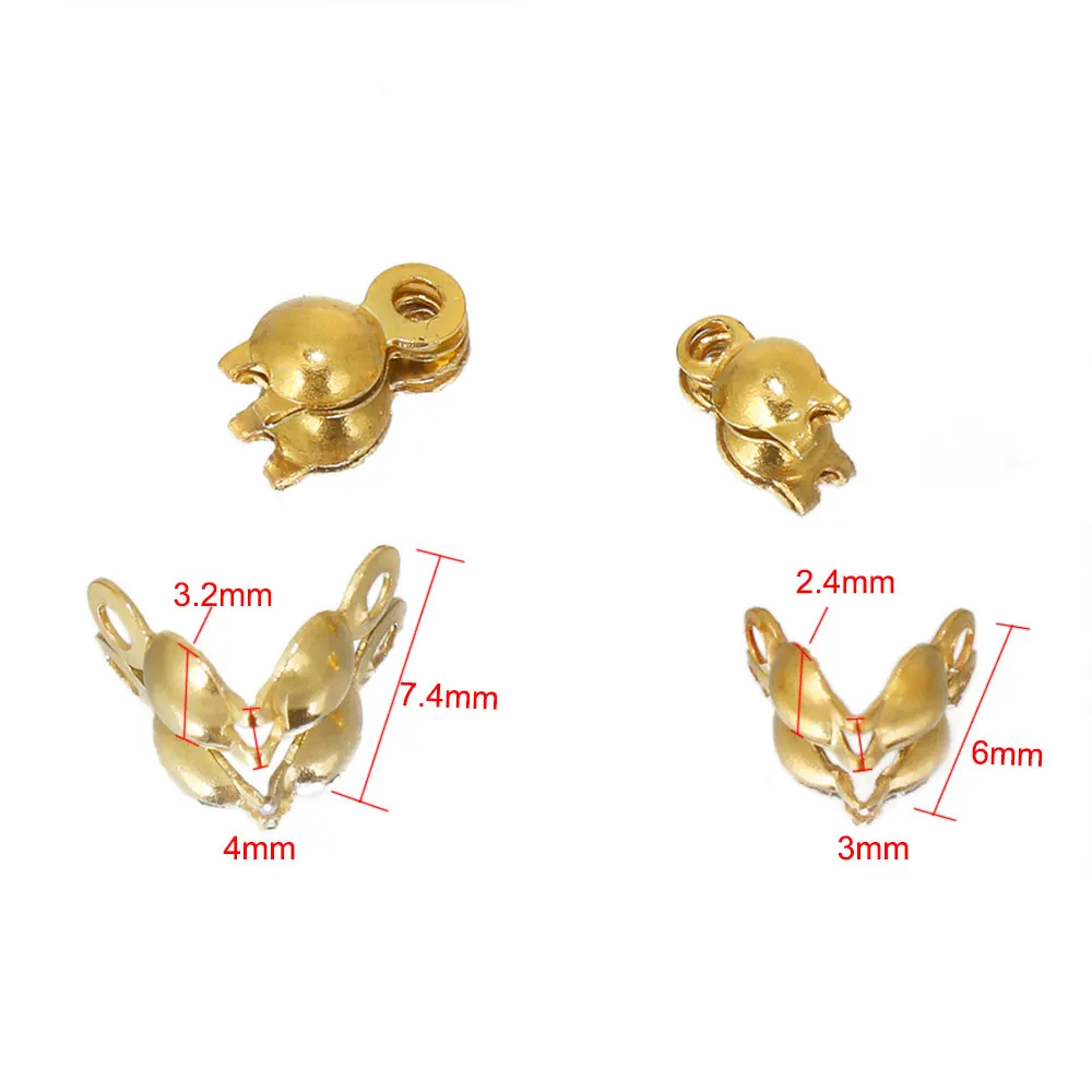 100/50Pcs 스테인레스 스틸 엔드 크림프 비즈 팁 DIY 목걸이 팔찌 구성 요소에 대 한 볼 체인 커넥터 엔드 걸쇠 피팅