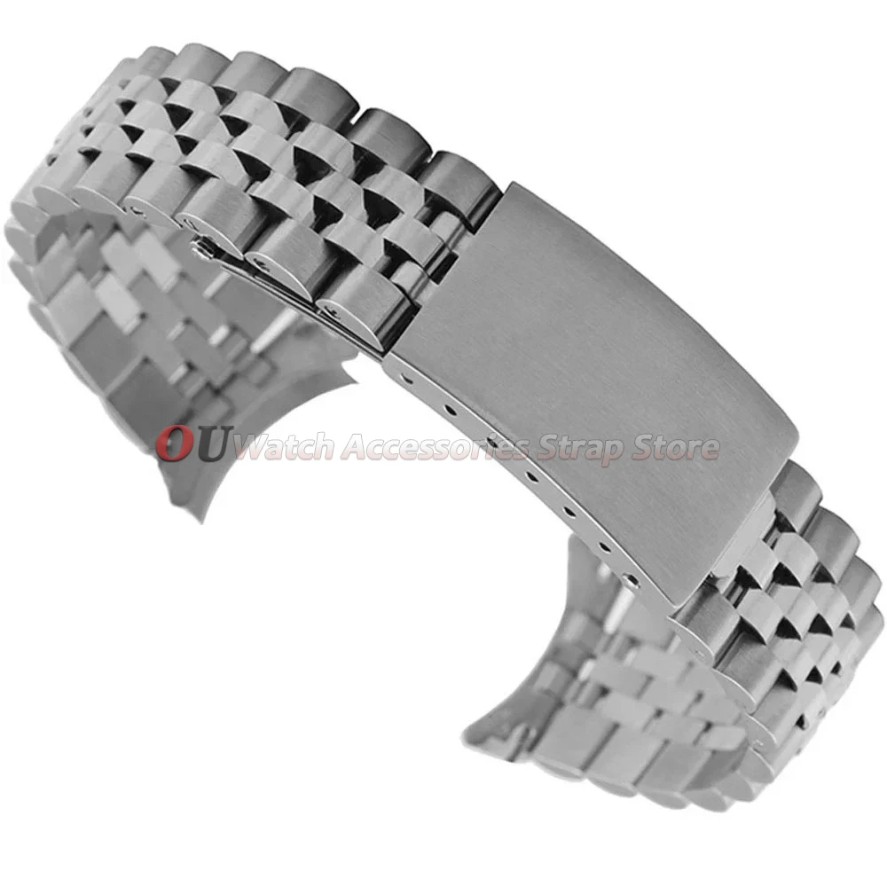 Luxury Stainless Steel Curved End Watch Bracelet - Jubilee Style Strap