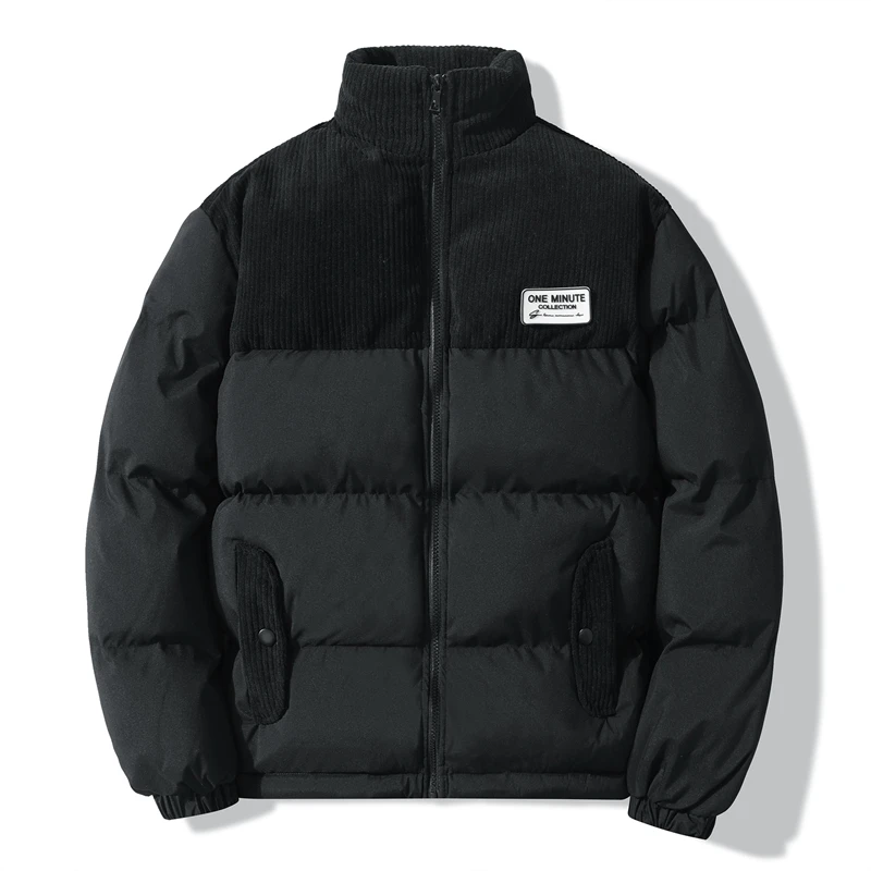 

Winter Warm Parkas Men Corduroy Patchwork Thick Stand Collar Loose Cotton Padded Jacket Men's Casual Fashion Brand Vintage Coats