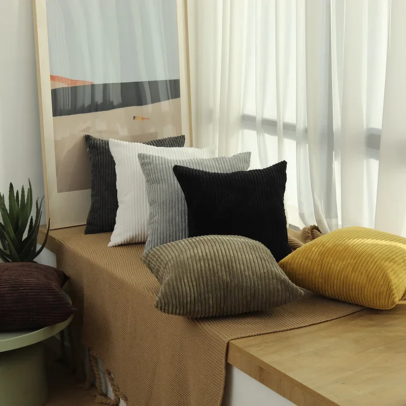 Corduroy Pillow Cover 40X40 45X45 50x50cm Soft Plush Flannel Cushion Cover Fluffy Couch Pillow Case for Sofa Living Room Decor 4