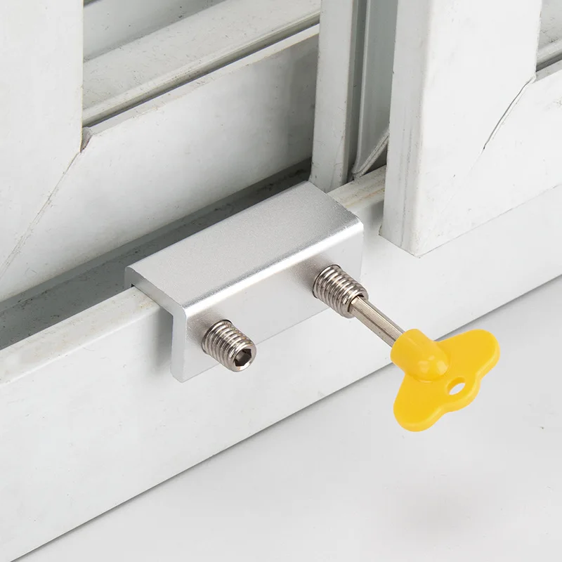 Window Lock Sliding Door Aluminum Alloy Safety Sliding Window Stopper Screen Fixing Buckle for Children 1 PCS