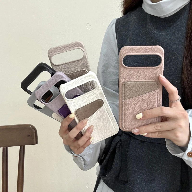 Luxury Color Collision Leather Wallet Card Slot Phone Case - Premium Back Cover